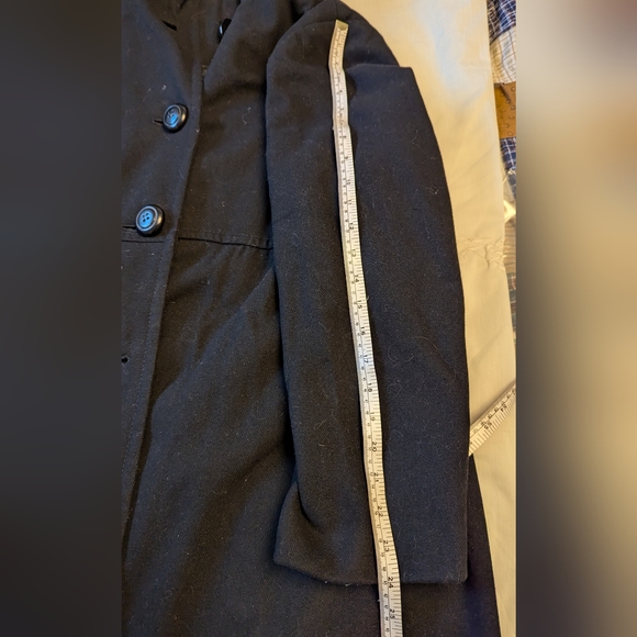 Pennington's sz2X black wool blend mid length button coat VGUC - Picture 4 of 10